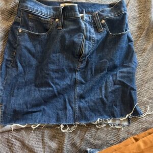 Madewell Distressed Blue Denim Mini Skirt
